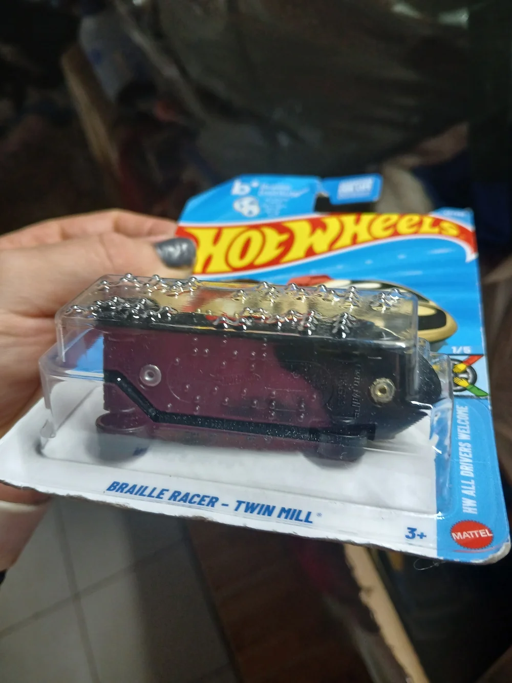 2026 Hot Wheels Braille Racer Twin Mill, number 40 in the 250-car series.